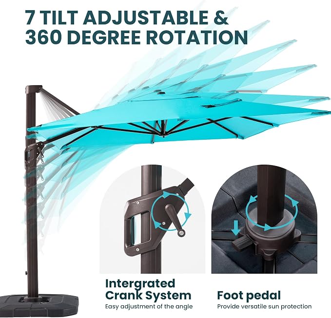 9' X 12' Cantilever Patio Outdoor Umbrella - Image 4