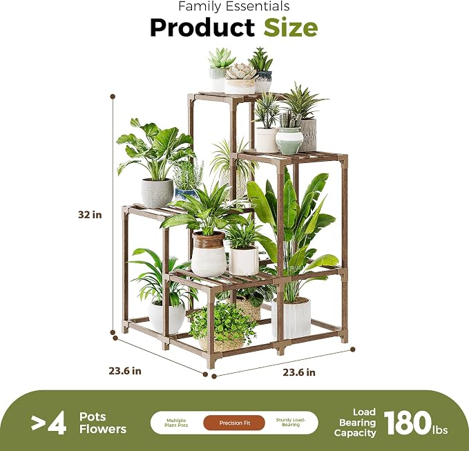 Bamworld Corner Plant Stand Indoor Outdoor Plant Shelf Small Plant Table | - Image 4