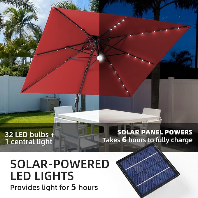 JZAC & QZYD 9x9 FT Cantilever Offset Patio Umbrella - Image 7