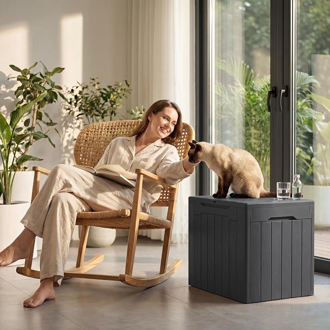 Devoko 29 Gallon Deck Box, Waterproof Resin Outdoor Storage Box | Lockable and - Image 4