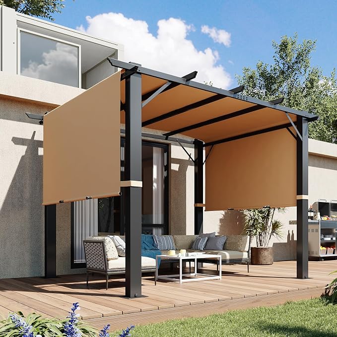 Aoxun 10'x10' Outdoor Retractable Pergola, Heavy Duty Metal Frame Pergola - Image 8