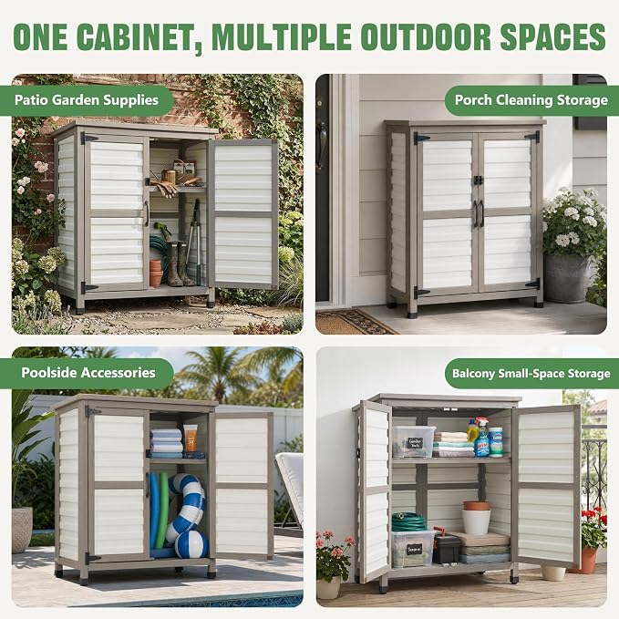 Ketive Outdoor Storage Cabinet, 2-Tier Garden Cabinet - Image 8