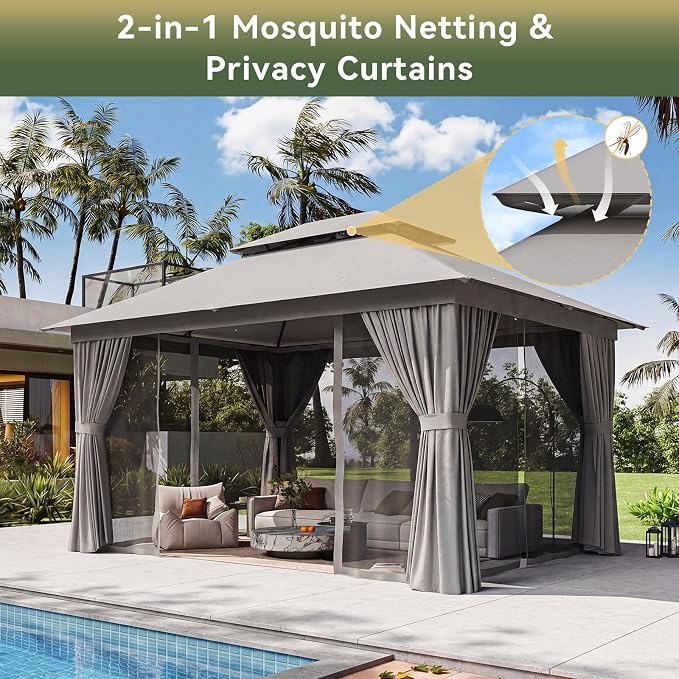 12'x10' Gazebo, Metal Frame Canopy - Image 3