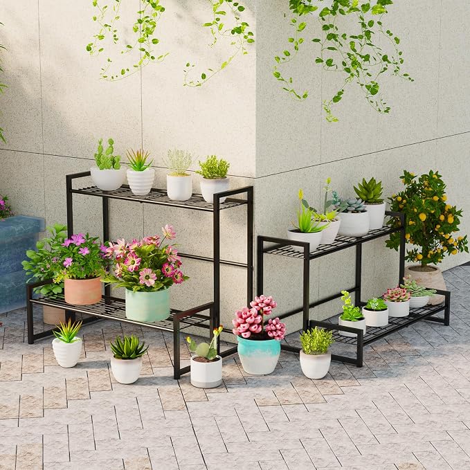 4-Tier Stair Style Metal Plant Stand, Large Stackable Rack | 4-tier stair style - Image 5