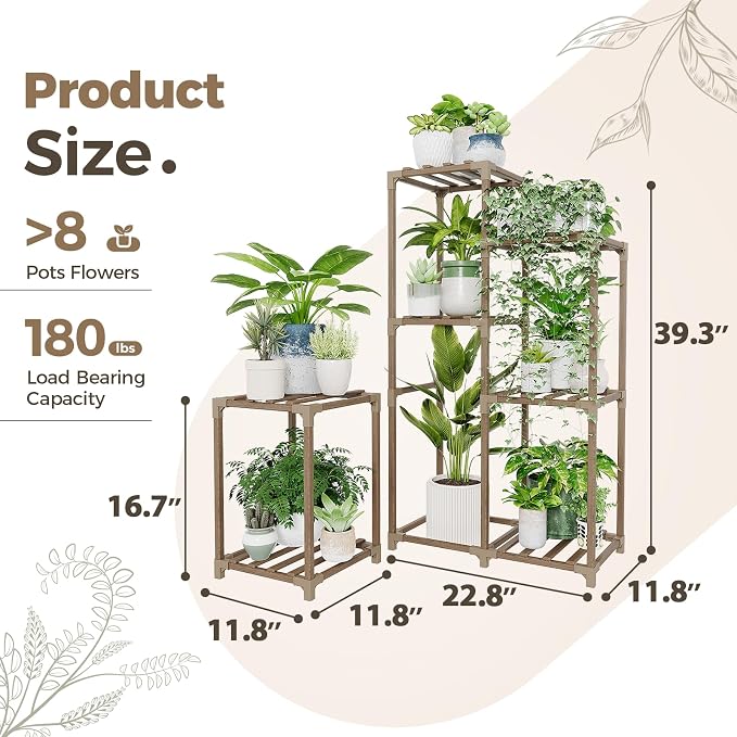 Bamworld Plant Stand Indoor Corner Plant Shelf Wood Plant Holder | - Image 6