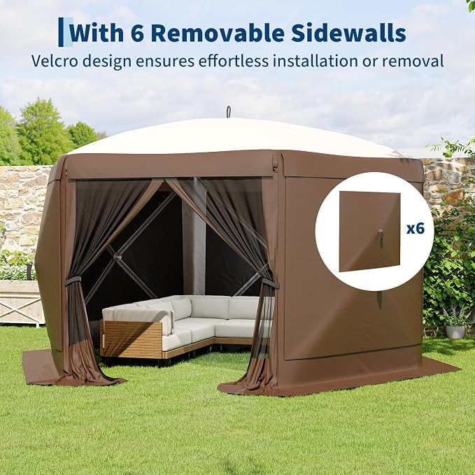 13FT Pop-Up Gazebo Tent with Mesh Netting & Removable Wind Cloths | Outdoor - Image 4