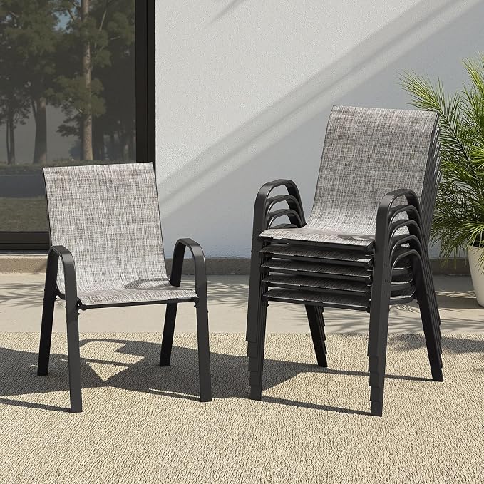 Patio Chairs Set of 6, Stackable Outdoor Dining Chairs by Soohowfurniture