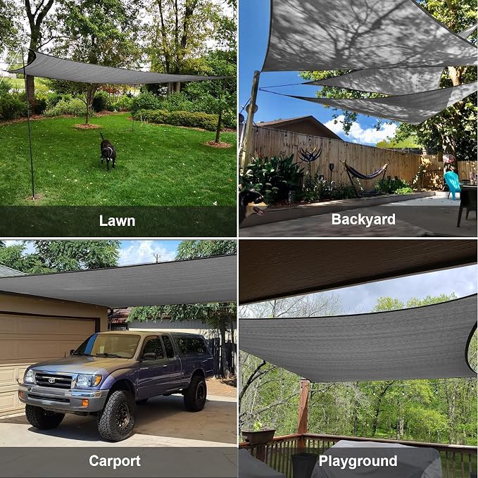 Sun Shade Sail 13' x 20' Dark Grey Rectangle Outdoor Canopy Cover | Outdoor sun - Image 8
