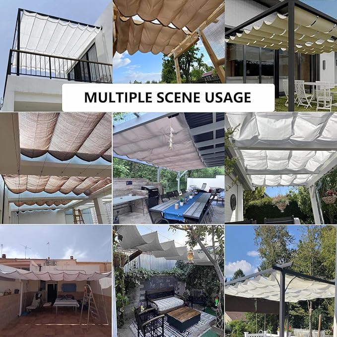 Sun Shade Sail Retractable Wave Waterproof 12' x 17' Shade Cloth Waterproof - Image 7