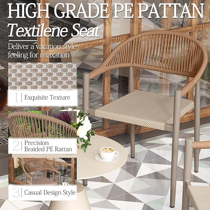 TWT Patio Dining Chairs Outdoor Stackable - Image 4