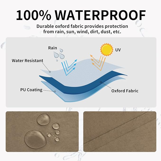 Easy-Going 100% Waterproof Outdoor Curtains 54x96 inch, Sand | Windproof - Image 2