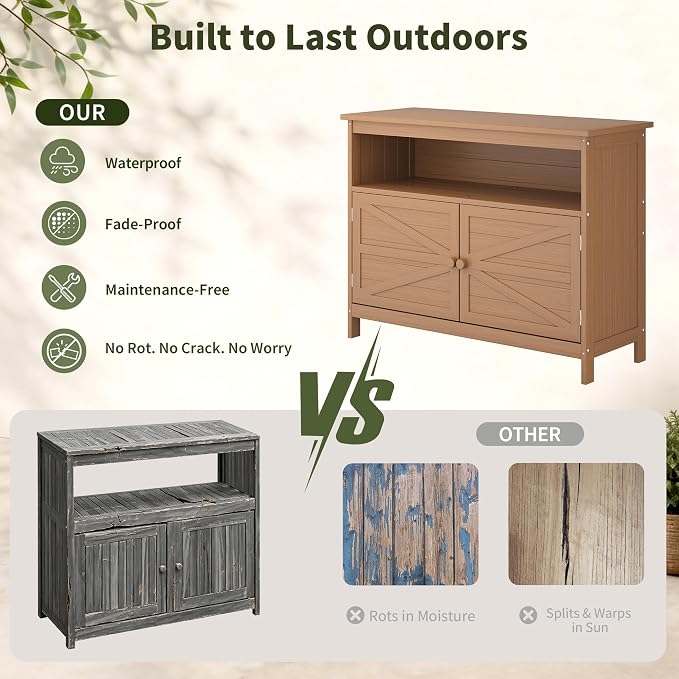 HIPS All-Weather Outdoor Storage Cabinet, Outdoor Sideboard - Image 5