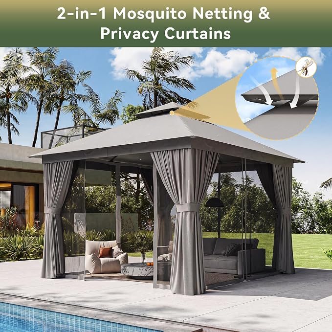 10'x10' Gazebo, Metal Frame Canopy - Image 3