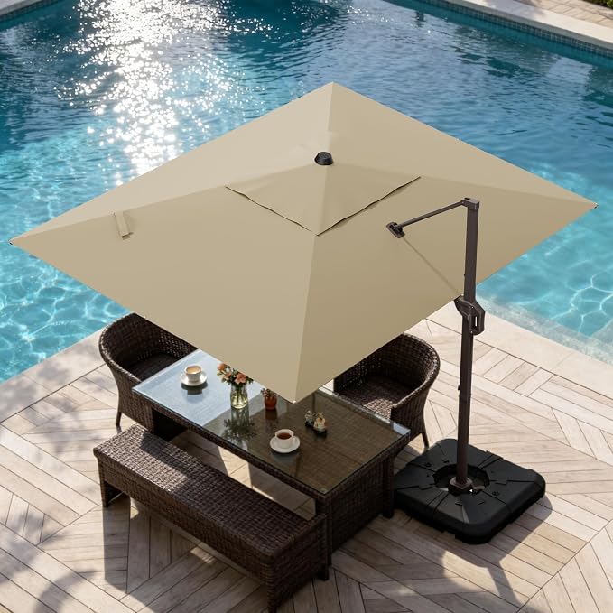 9' X 12' Rectangle Patio Umbrella Cantilever Outdoor Umbrella, 6-Level Tilt & - Image 9
