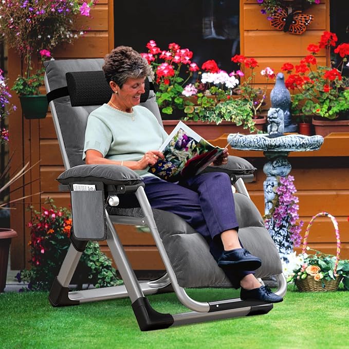 MOPHOTO Zero Gravity Chair, Outdoor Padded Lounge Chair - Image 2