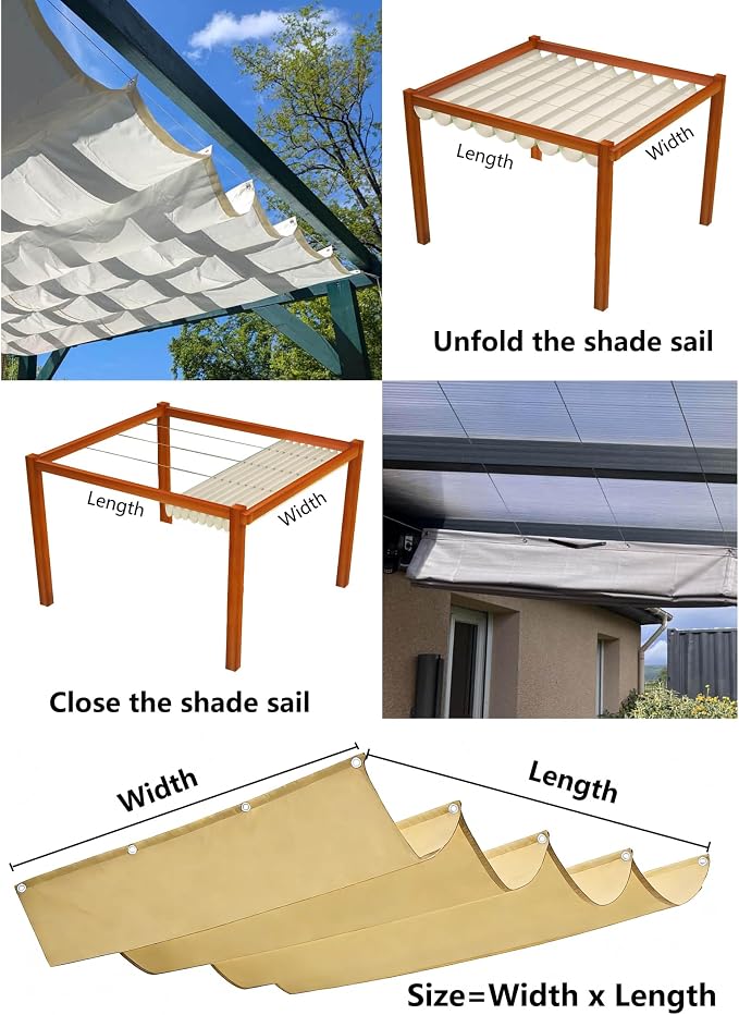 Retractable Wave Sun Shade Sail Waterproof 16' x 18' Sun Shade - Image 5