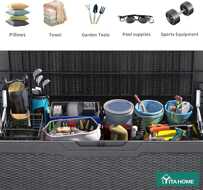 YITAHOME 100 Gallon Large Resin Deck Box Outdoor Storage Boxes - Image 4
