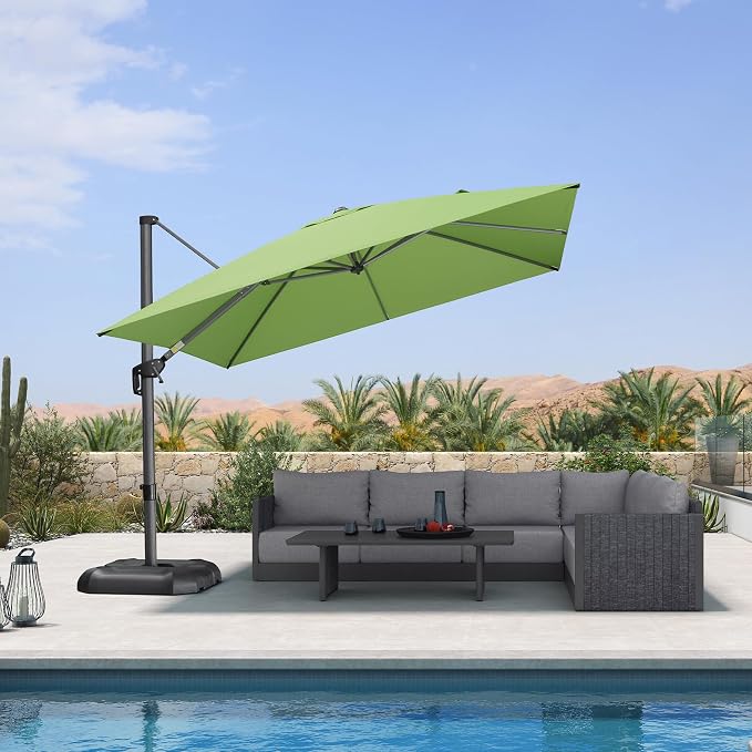 PURPLE LEAF Patio Umbrella Outdoor 10' x 10' Square Easy Setup Apple Green | by PURPLELEAF