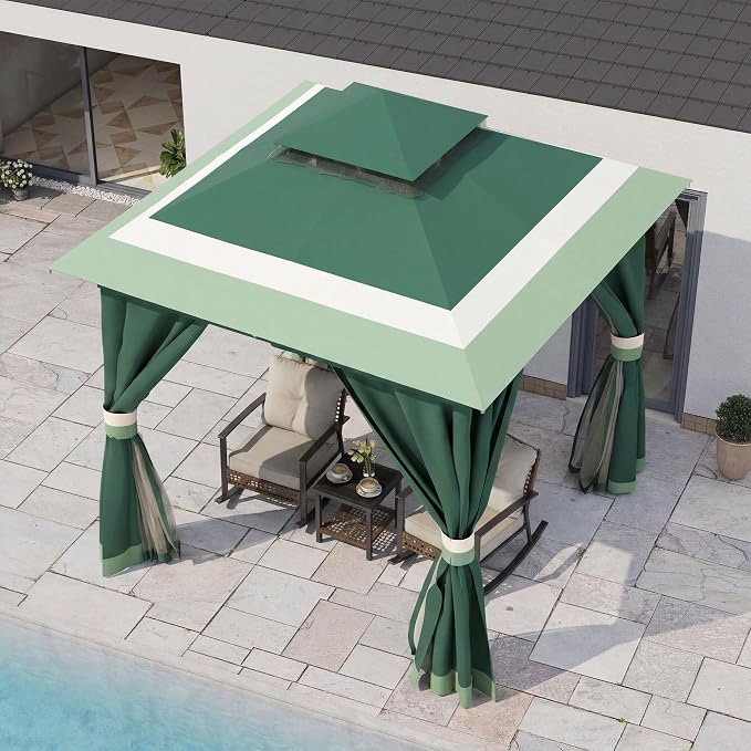 8'x8' Outdoor Gazebo, Metal Frame Heavy Duty Patio Canopy Tent Shelter - Image 4