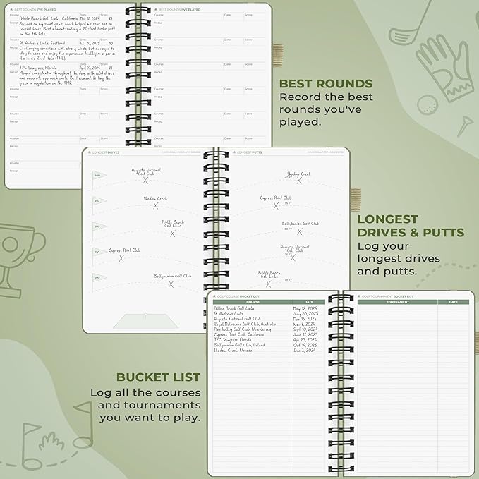 Clever Fox Golf Log Book – Small Training & Scorecard Journal – Pocket Notebook – Golf Practice Accessories & Gifts Ideas for Men (Cypress)