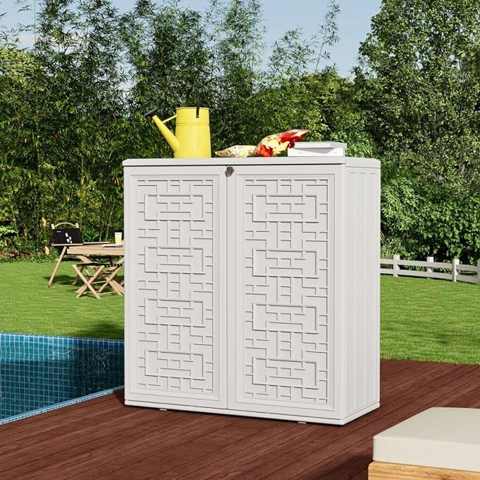 ZZM HDPE Outdoor Storage Shed, Outdoor Plastic Storage Cabinet, Horizontal - Image 5