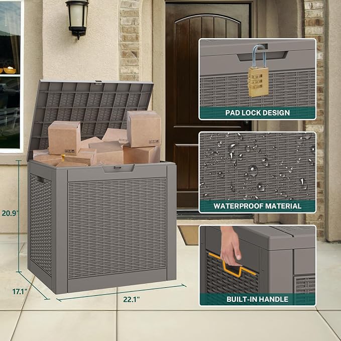 30 Gallon Outdoor Storage Box, Resin Deck Boxes Indoor and outdoor, Waterproof - Image 2
