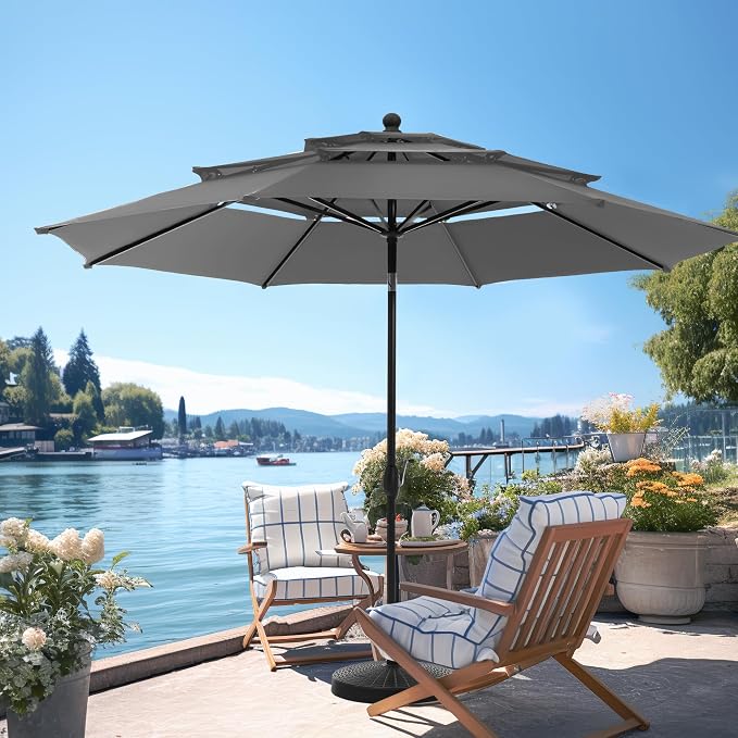 PHI VILLA 10ft Outdoor Patio Umbrellas, 3 Tier Vented Table Umbrella, 1.5" Pole - Image 7