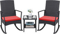 Greesum 3 Pieces Patio Furniture Set Outdoor Wicker Rocking Chairs by BuynowfromGreesum