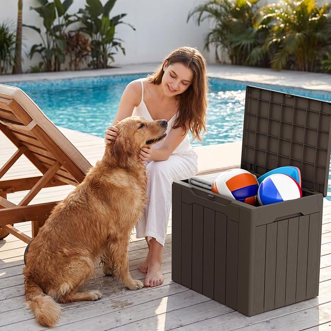 Devoko 29 Gallon Deck Box, Waterproof Resin Outdoor Storage Box | Lockable and - Image 5