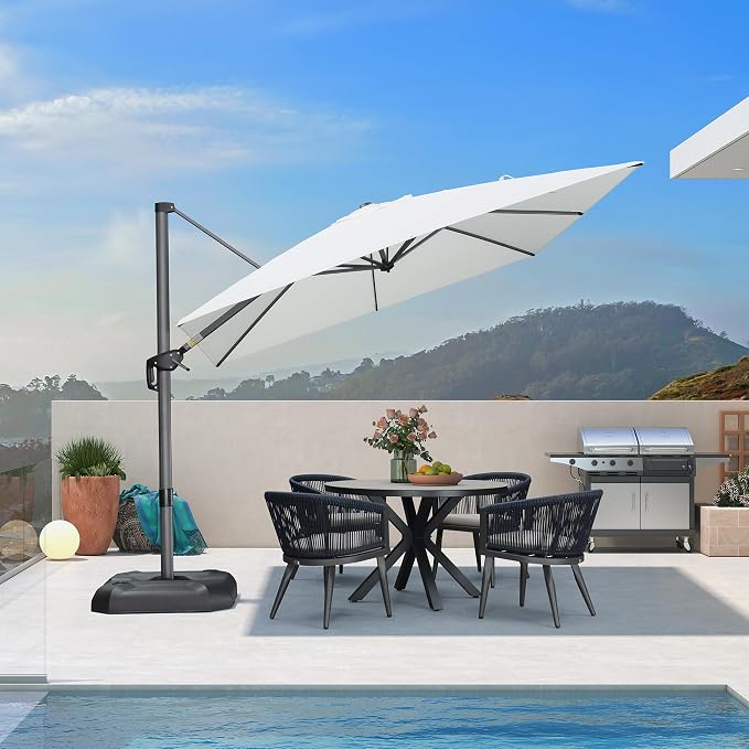 PURPLE LEAF Patio Outdoor Umbrella 9' x 9' Square All-Weather White | Large - Image 2