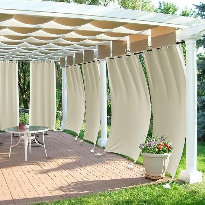 RYB HOME Outdoor Curtains for Patio Waterproof, Windproof - Image 3