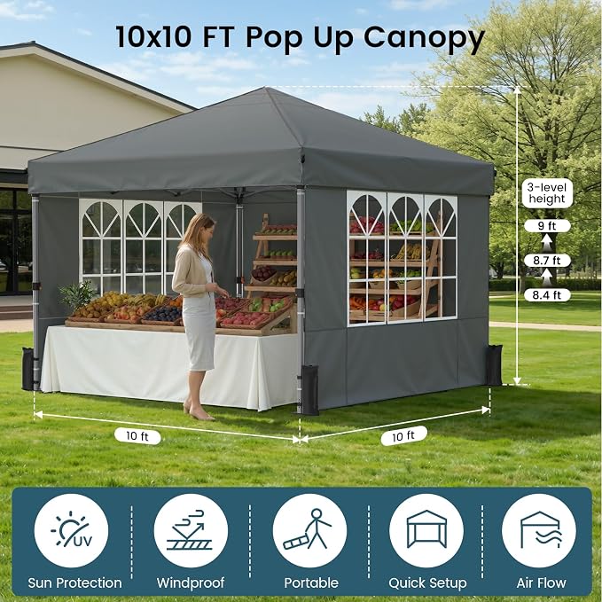 Raynesys 10x10ft Pop Up Canopy Tent - Image 2