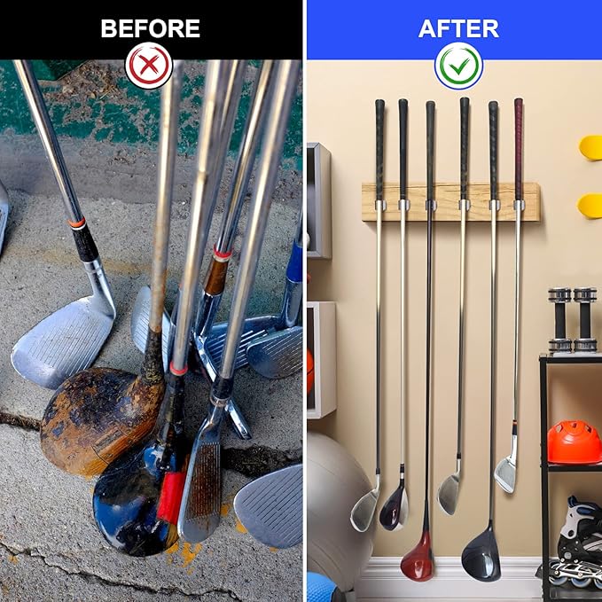 Deekin 30 Pcs Golf Club Hanger Holder Golf Club Wall Mount Rack Storage Organizer for Garage Hanger with 60 Pcs Screws for Wall Display, Grip up Type