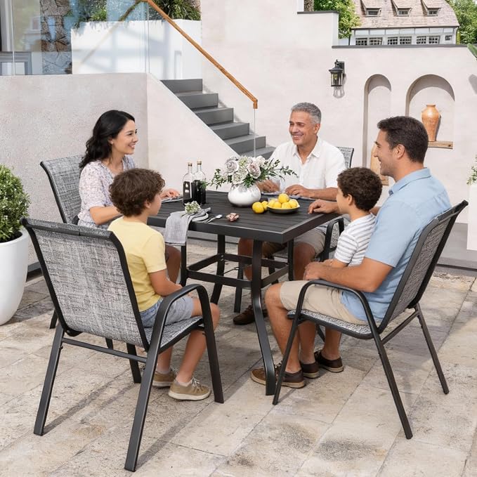 Stackable Patio Chairs Set of 8, Outdoor Chairs Set - Image 8