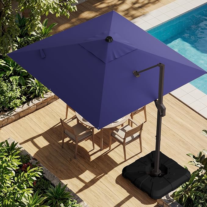 10x10FT Cantilever Outdoor Umbrella, 360° Rotating Large Offset Square Patio by ZLACUIU