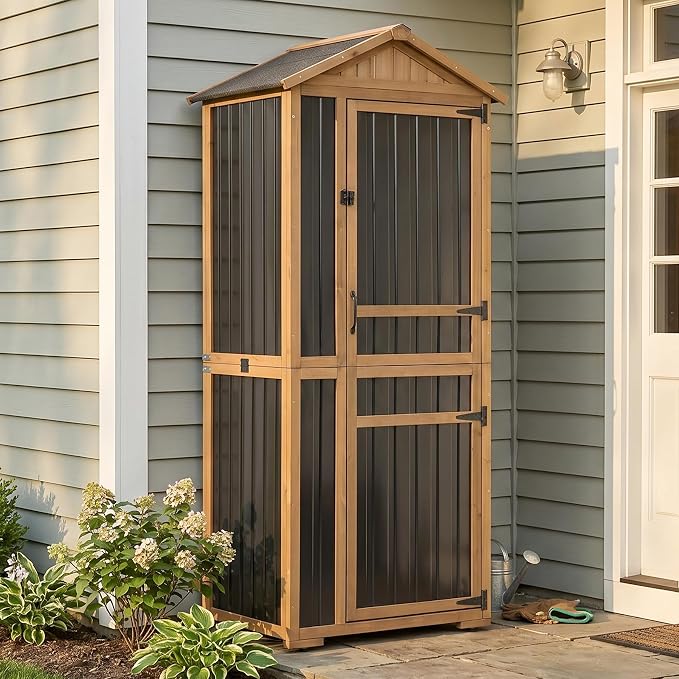 Outdoor Storage Cabinet, Extra-Tall Shed by PETSCOSSET