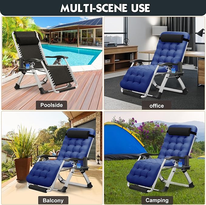 MOPHOTO Zero Gravity Chair Oversize, Outdoor Padded Lounge Chair - Image 7