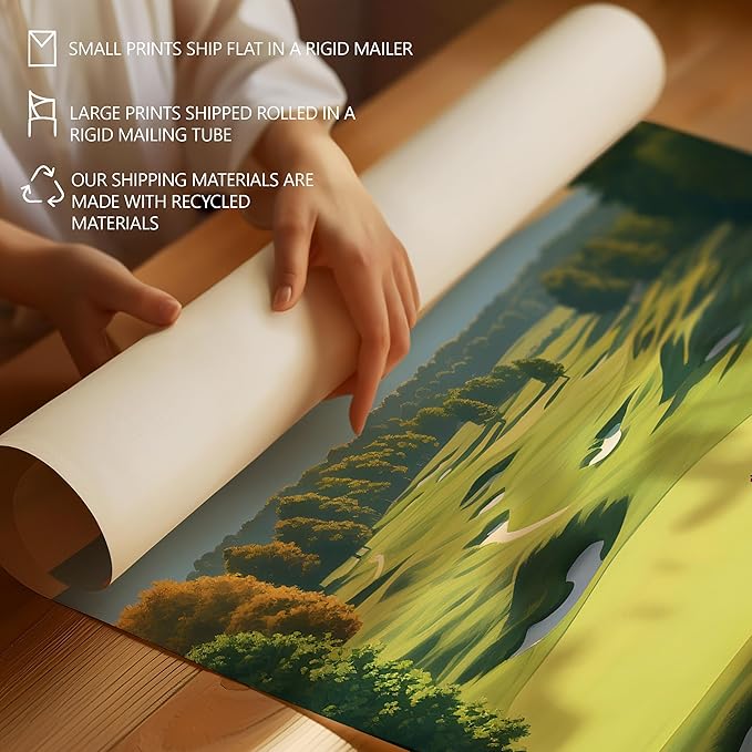 Golf Course Premium Giclee Fine Art Prints - Augusta, Pebble Beach, Pinehurst, Golf Course Posters, Golf Wall Art, Aesthetic Poster for Home Office Decor, Ready to Frame