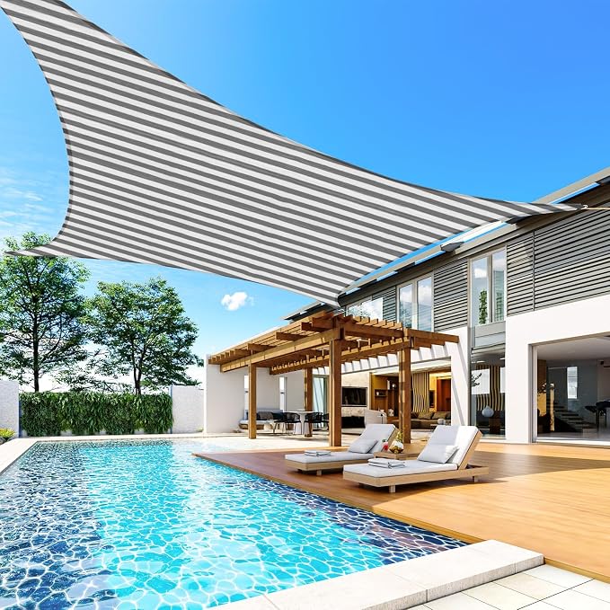 Quictent Sun Shade Sail for Patio w/Hardware Kit 185GSM 20x20ft White&Grey | - Image 7