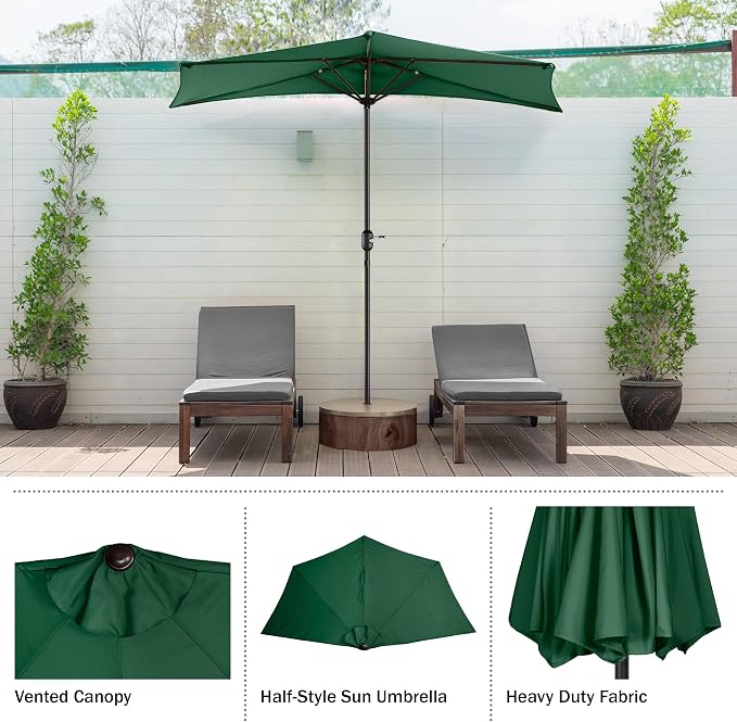 Half Patio Umbrella - 9ft Outdoor Patio Canopy - Condo - Image 3