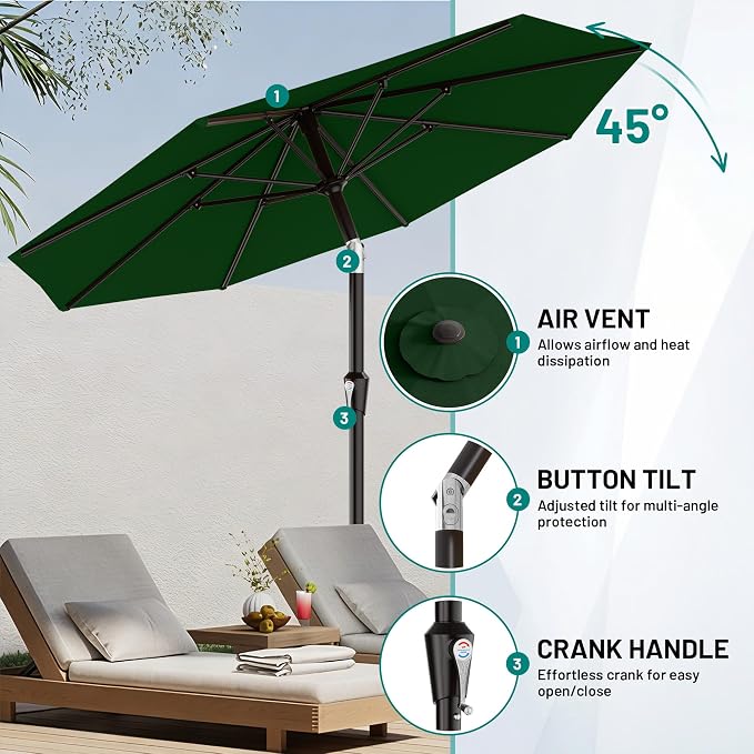 9 FT Patio Umbrella for Outdoor, Outdoor Table Umbrella - Image 5