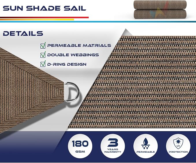 Windscreen4less 24' x 24' x 24' Sun Shade Sail Triangle Outdoor Canopy Cover UV - Image 3