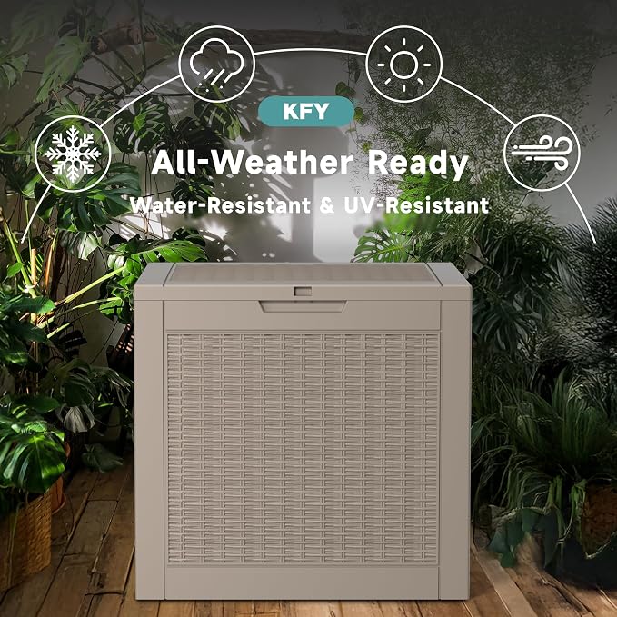 31 Gallon Waterproof Resin Deck Box, UV Resistant Outdoor Storage - Image 4