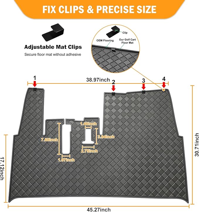 Golf Cart Floor Mat for Yamaha,Customize Non-Slip Full Coverage Liner Matt Replacement Fits to Yamaha G29/Drive, Drive2,Adventurer,QuieTech 2017+,Durable Easy to Clean