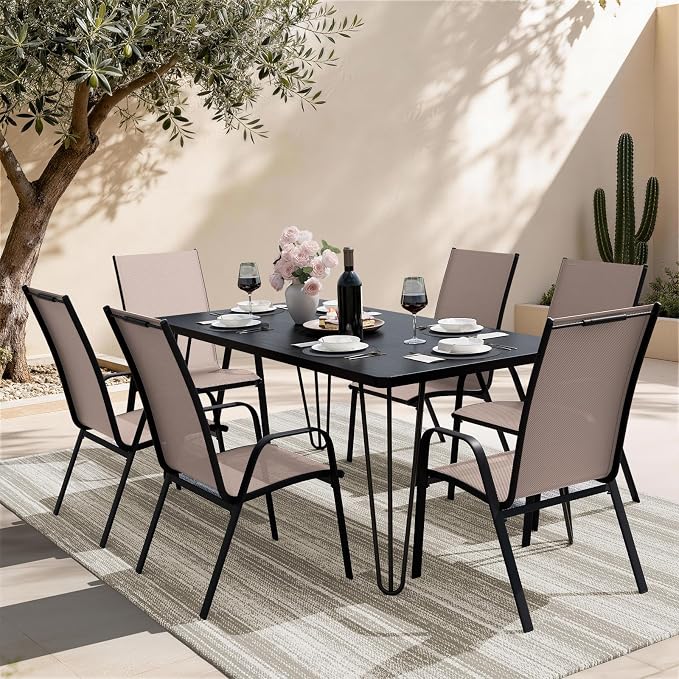 JEAREY Patio Dining Chairs Set of 4, Outdoor Stackable Dining Furniture Set - Image 2