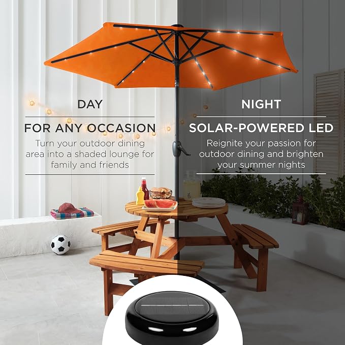 Best Choice Products 7.5ft Solar Umbrella LED Lighted Patio Umbrella, Table - Image 3