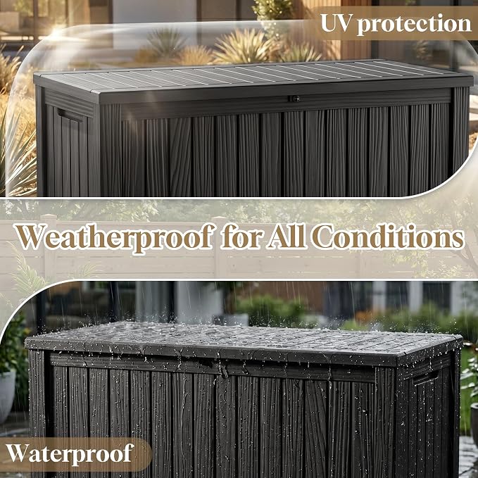 ROJIK 150 Gallon Outdoor Storage Box Waterproof, Weatherproof Deck Boxes - Image 5