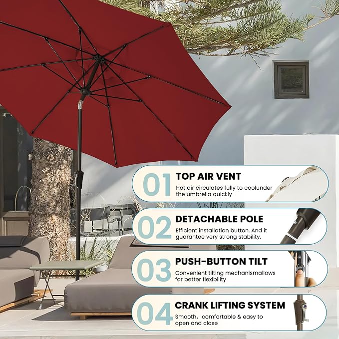 Patio Umbrella 9 FT Outdoor Table Umbrella - Image 6