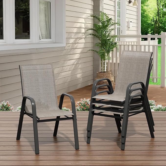 Stackable Outdoor Patio Dining Chairs Set of 4 – Heavy Duty, High Back - Image 8