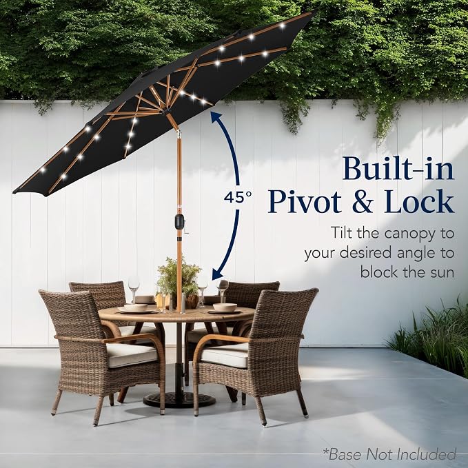 Best Choice Products 10ft Solar Market Patio Umbrella w/Woodgrain Pattern Pole - Image 5